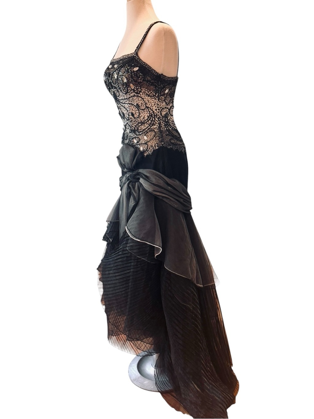 Musani Couture Black White Gray Sequin Beaded Silk Ball Gown Tiered Organza 10 - Picture 2 of 16